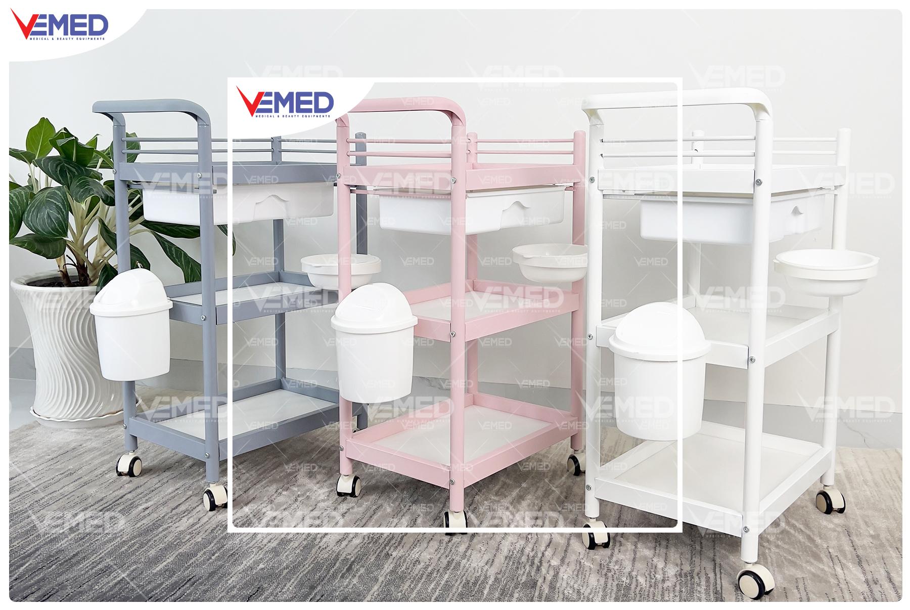 Xe đẩy spa 3 tầng có thùng rác HMTL-5030